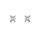 18ct White Gold Stud Earrings with Single Stone Princess Cut 1.50ct Diamonds.